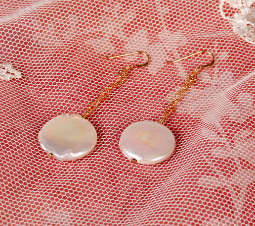 Coin pearl wedding earrings